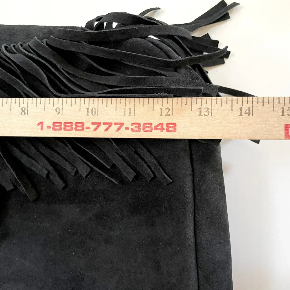 D2 Suede Fringe Backpack Boho Western Black Leather Coastal Cowgirl Festival‎